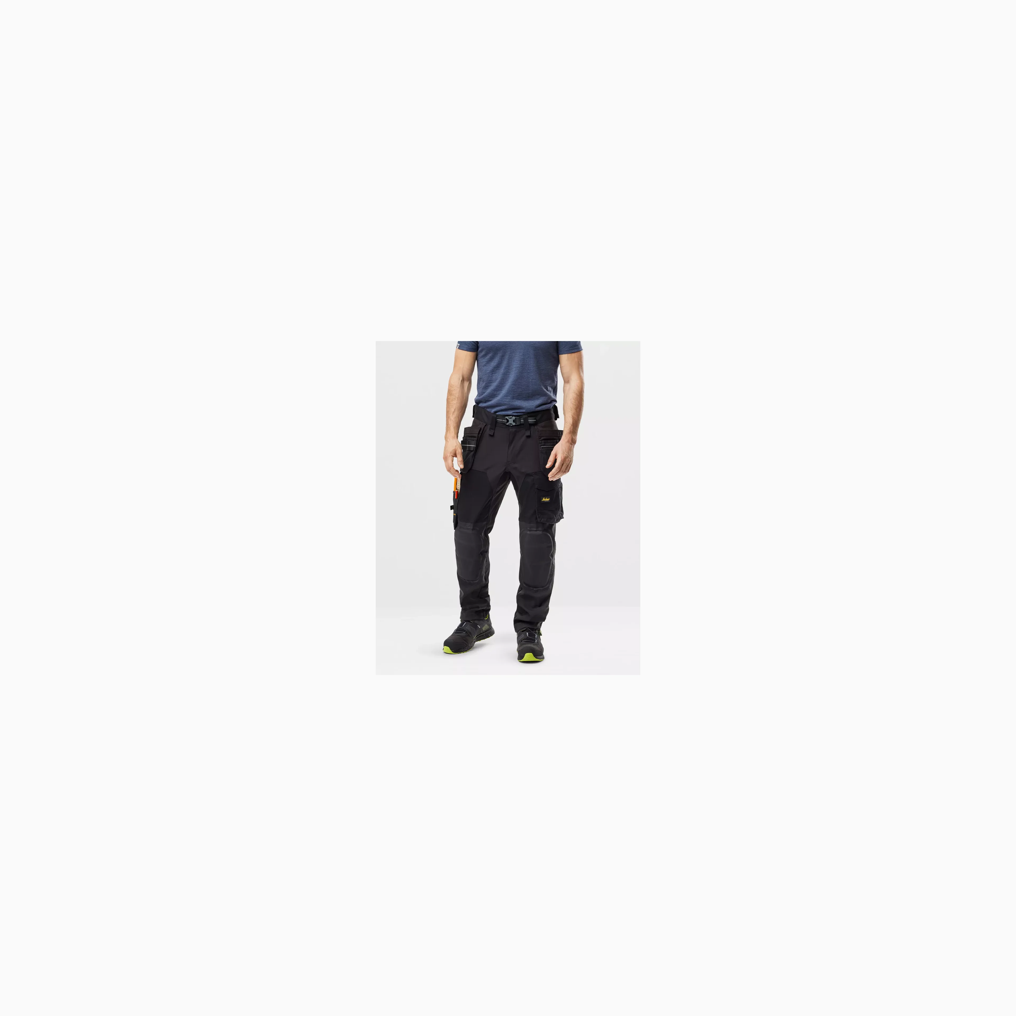 BWOLF Raptor 100% katoen werkbroek voor mannen, heren werkbroek met multifunctionele zakken, kniebeschermerzakken, reflecterende strepen, blauw, L
